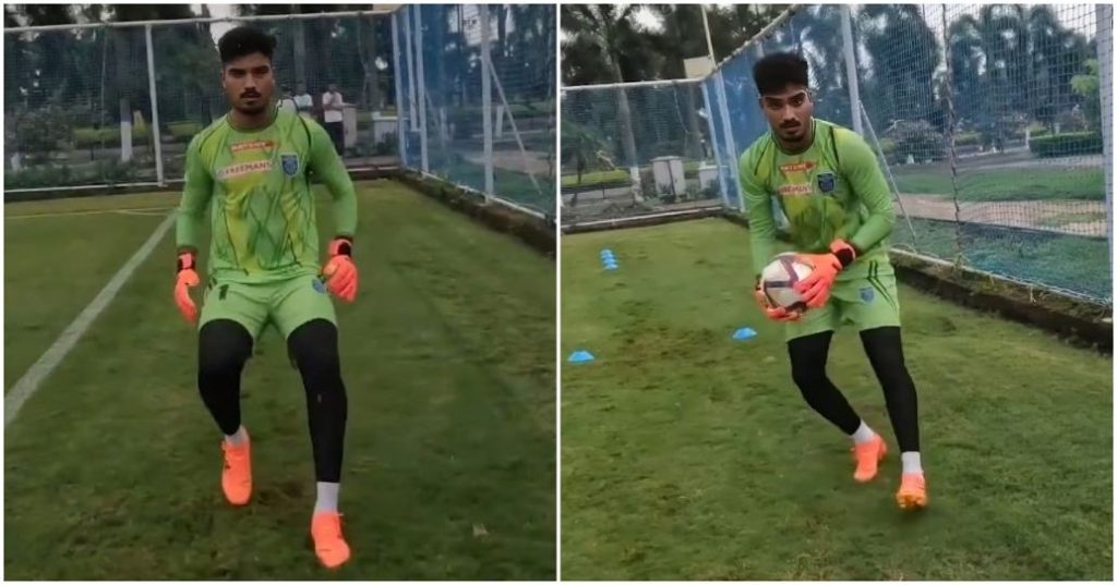 Kerala Blasters goalkeeper Sachin Suresh training with Slaven video